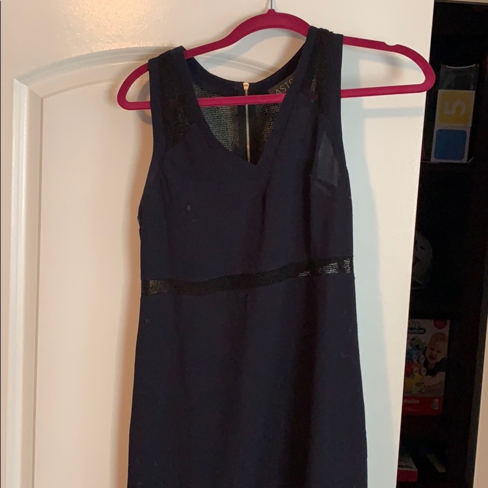 Navy and black v neck dress